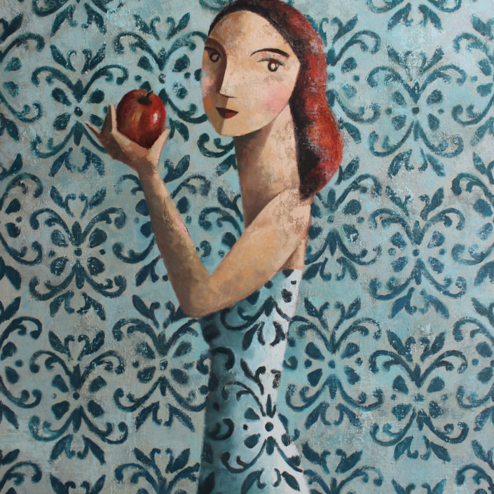 Woman and Apple 130x97 cm.