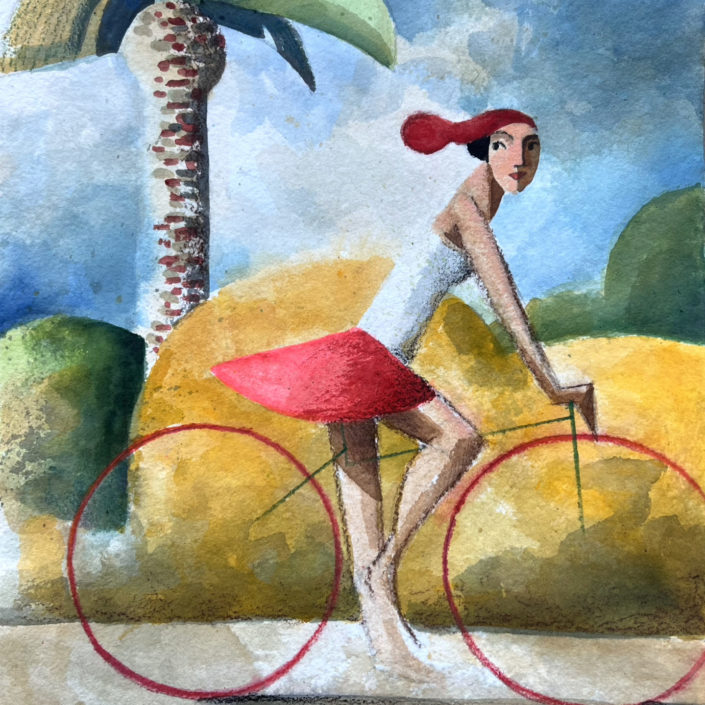 Ciclista i palmera 40 x 30 cm